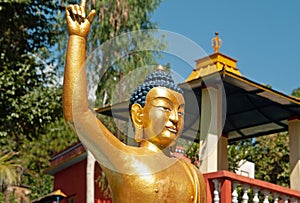 Statue of the Buddha in the gardens of Matepani Gumba