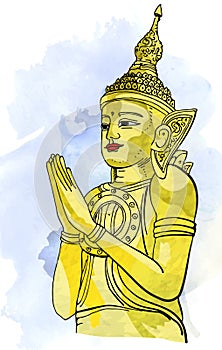 Statue Buddha meditation in Nirvana, Thai style, pic photo
