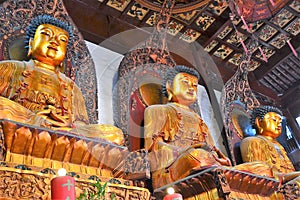 Statue of buddha,monk & sacred animal