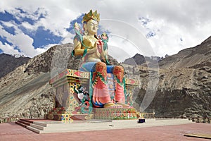 Statue of Buddha near Diskit Monastery in Nubra Valley, Ladakh, India