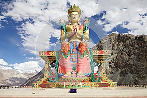 Statue of Buddha near Diskit Monastery in Nubra Valley, Ladakh, India