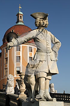 Statue of a Bugler in front of the Moritzburg Castle