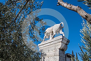 Statue of Bull in Kerameikos, the cemetery of ancient Athens in Greece