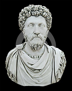 Statue Bust of a Roman Emporer, Isolated on Black