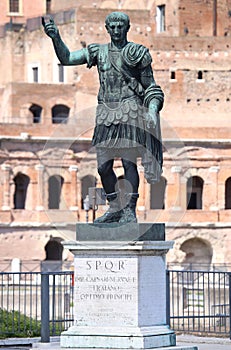 Statue CAESARI.NERVAE.F.TRAIANO, Rome, Italy photo