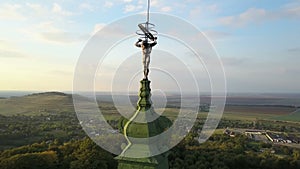 Statue on a Castle Aerial Footage