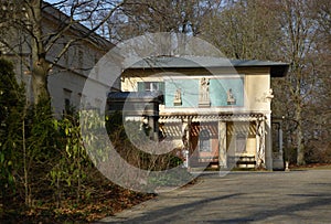 Statue in Castle and Park Glienicke in Spring, Wannsee, Zehlendorf, Berlin photo