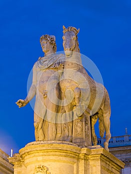 Statue of Castor or Pollux At night photo