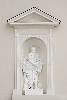 Statue on the cathedral, Vilnius, Lithuania