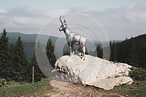 Statue of chamois, Cernava, Jeseniky mountains,