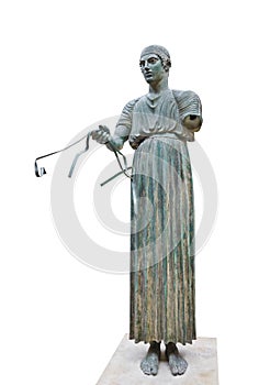 Statue Charioteer in Delphi museum, Greece