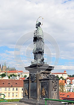 Statue on Charle's bridge. Prague,