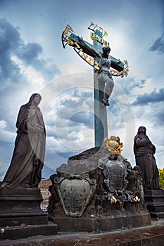 Statue on Charles Bridge in Prague, Czech Republic