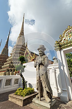 Statue and chedis at the Wat Pho temple in Bangkok