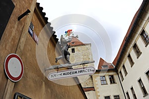 Statue of a child with a pipe