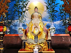 Statue of Chinese religious gods in the Chinese shrine