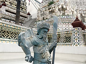 Statue of Chinese warrior at Wat Arun - Temple of Dawn