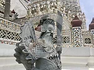 Statue of Chinese warrior at Wat Arun - Temple of Dawn