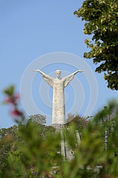 Statue of the christ of maratea with blue sky