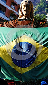 Statue of Christ the Redeemer Brazil Flag