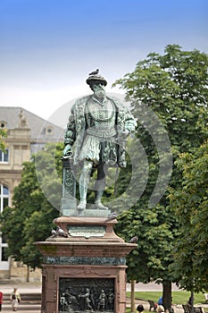 Statue of Christoph Duke of Wuerttemberg on Caste Square Schlossplatz , Stuttgart, Germany
