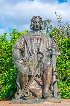 Statue of Christopher Columbus at Santa Catarina park in Funchal photo