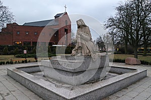 Statue and Church of St. Faustina Kowalska in Lodz