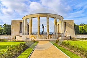 Statue Colonade World War 2 Cemetery Normandy France