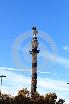 Statue and column Columbus Monument, Barcelona