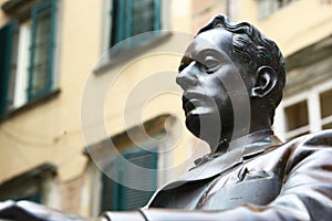 Statue of composer Giacomo Puccini in Lucca, Italy