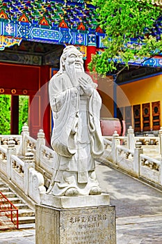 Statue of Confucius, the great Chinese philosopher in Temple of