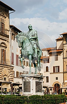 Statue of Cosimo I de Medici on Piazza della Signoria in Florence photo
