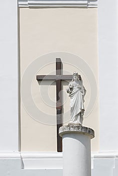 Statue and a cross, Velke Levare, Slovakia