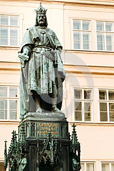 Statue Of The Czech King Charles Iv In Prague, Czech Republic