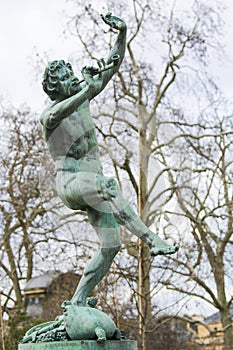 Statue of Dancing Faun in the Jardin de Luxembourg, Paris, France