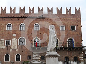 Statue of Dante Alighieri in Verona in Italy