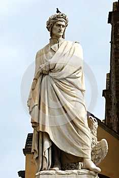 Statue of Dante in Piazza Santa Croce in Florence - Italy