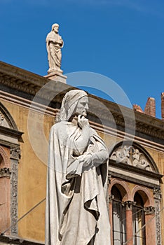 Statue of Dante in Verona - Veneto Italy