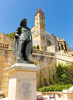 Statue of dArtagnan and Armagnac Tower, Auch, France