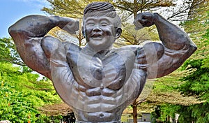 Statue of Datuk wira Dr.  Gan Boon Leong father of bodybuilders in Malaysia,  Melaka