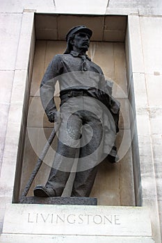 David Livingstone statue, on the wall outside the National Geographic Society, Kensington Gore, London photo