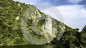 The statue of Decebal carved in the rock, The Danube