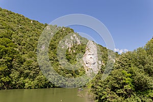 Statue of Decebal carved on side of a hill
