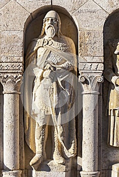 Statue decorating Fisherman bastion in Budapest