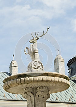 Statue of deer symbol of Palfy family