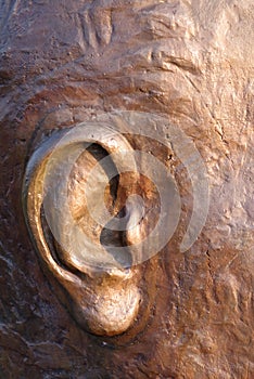 Bronze Statue in the sunset - ear