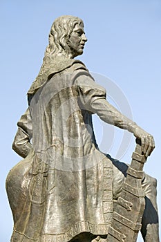 Statue of Diego Columbus, son of Christopher Columbus, at 15th-century Franciscan Monasterio de Santa Marï¿½a de la Rï¿½bida