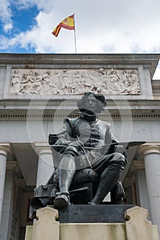 Statue of Diego Rodriguez Velazquez at the front of Prada Museum photo