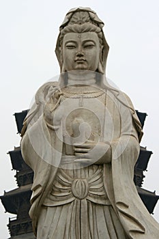 statue of a divinity at the fogong temple in yingxian (china)