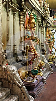 statue of a divinity in an hindu temple (Sri Veeramakaliamman) - singapore